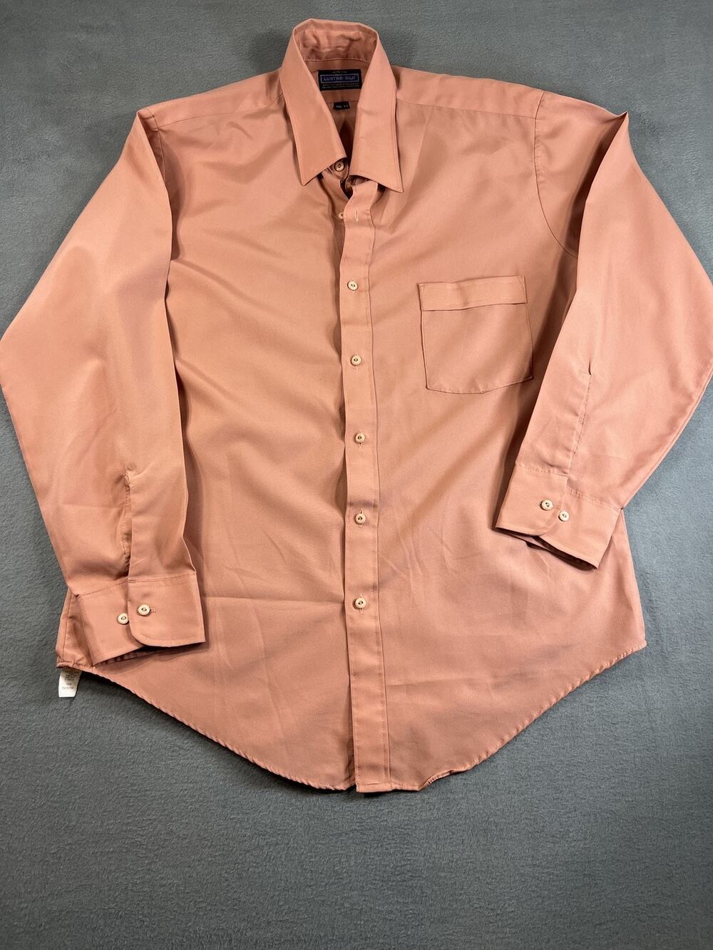 Vintage JC Penny Shirt Mens 16.5 33 Lustre Silk Button Up Long Sleeve 70s 80s